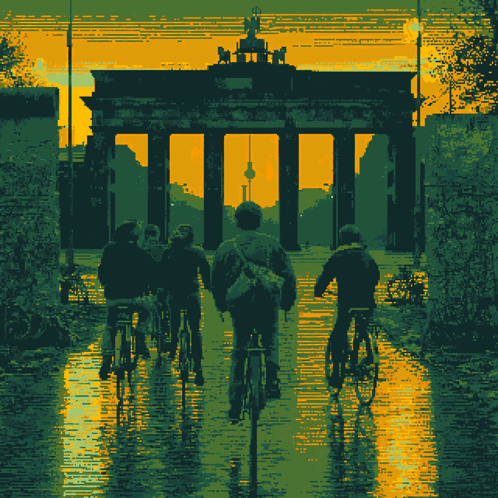 Adventure tours — cyclists at the Brandenburg Gate